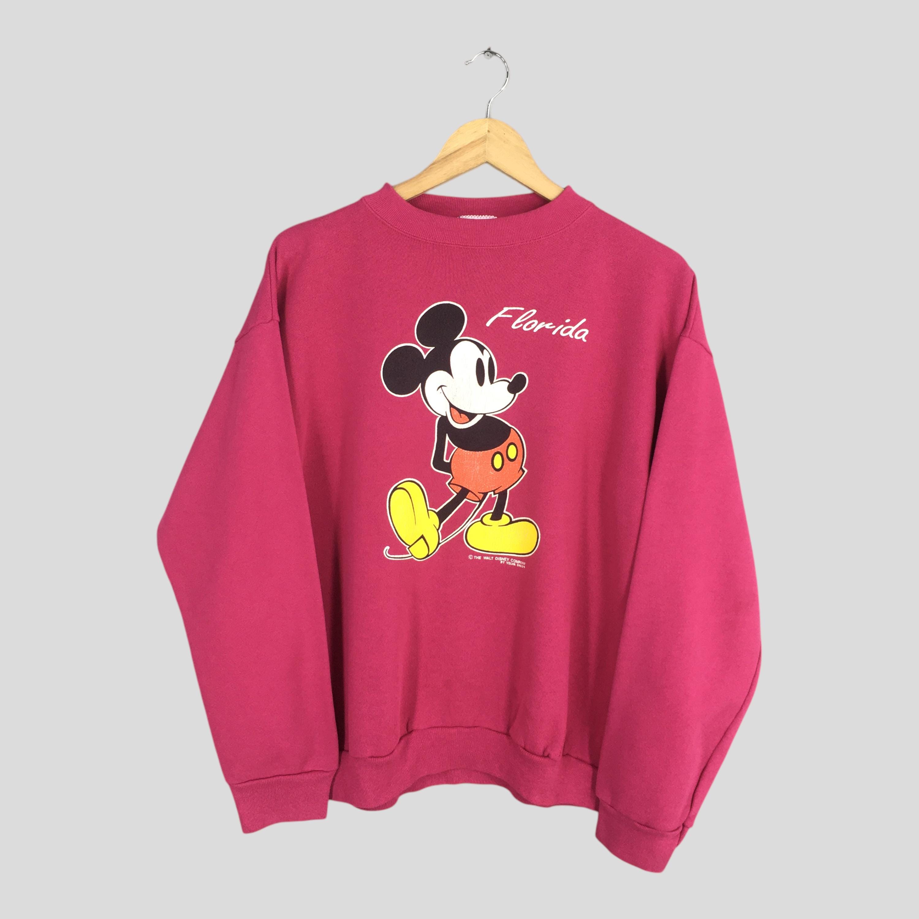 Vintage 90s Disney Mickey Mouse Pink Sweatshirt Medium Mickey