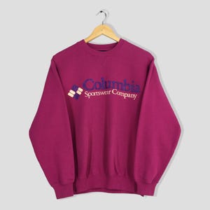 Vintage 90s Columbia Sportwear Company Pink Sweatshirt Medium Columbia Spell Out Jumper Columbia Outdoor Sweater Columbia Pullover Size M