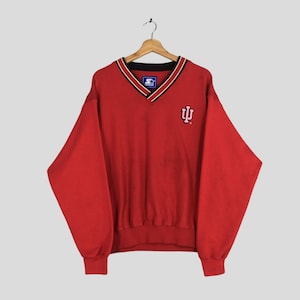 Vintage 90s IU Indiana University Sweatshirt Large Indiana Hoosiers Printed Logo Pullover Indiana Football Jumper Hoosiers NCAA Sweater L