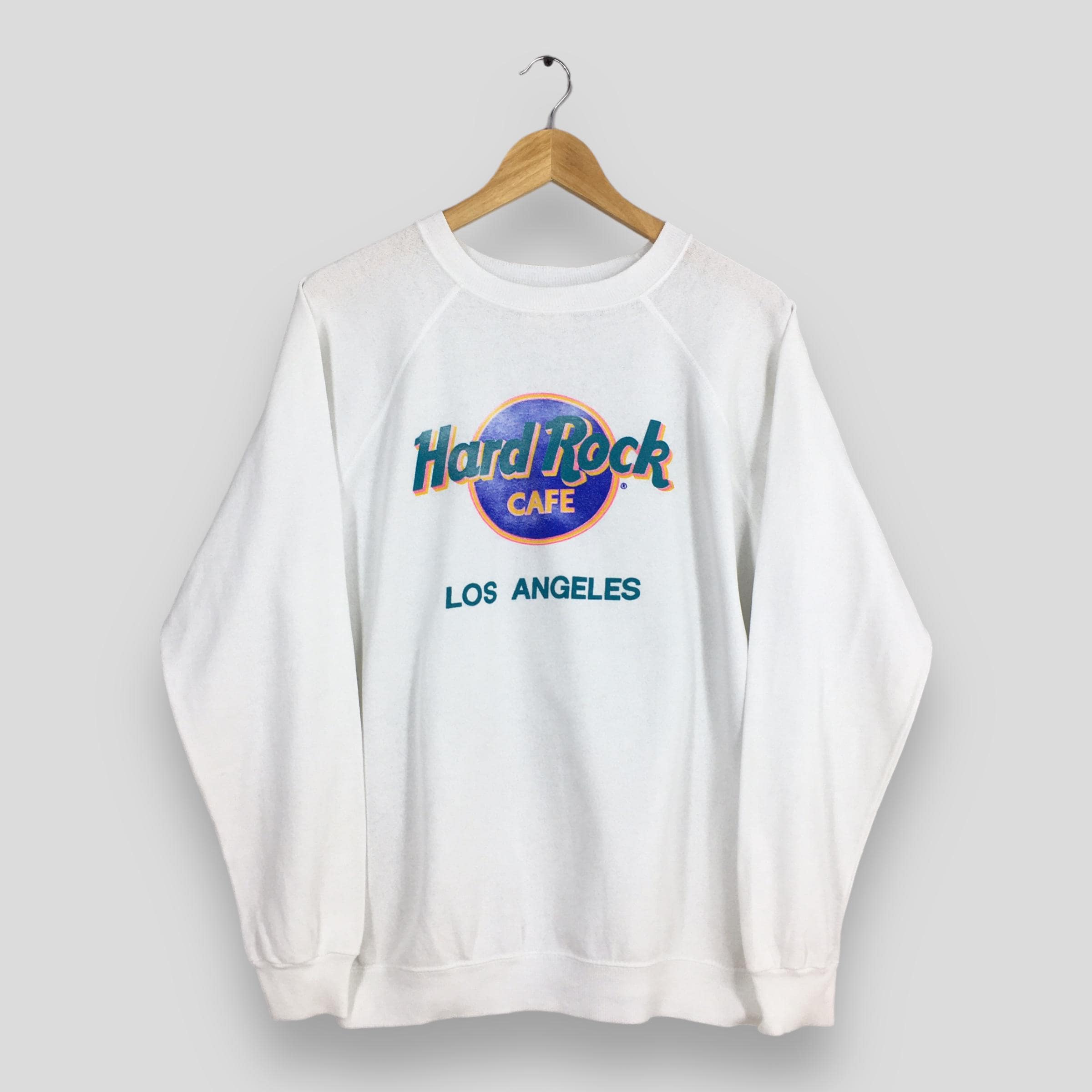 【人気☆USA製 90s】ハードロックカフェ ロサンゼルス スウェットトレーナー ヴィンテージ 90年代 ハードロックカフェ ロサンゼルス USA ホワイト
