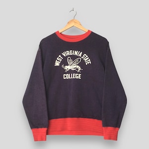 Vintage Warehouse Japan West Virginia University sweat moyen pull imprimé West Virginia State College WVSU pull veste jaune M