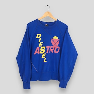 Vintage Diesel Astro Printed Blue Sweatshirt Large 1990s Diesel The Brave Mohawk Logo Crewneck Diesel Cat Jumper Sweater Size L