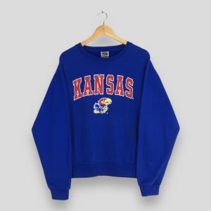 Vintage Kansas Jayhawks Sweatshirt Große KU Kansas State Universität Pullover Jayhawks Football Stickerei Pullover Kansas College Pullover L