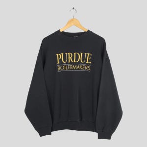 Vintage Purdue Boilermaker schwarzes Sweatshirt XLarge Purdue Boilermaker Besticktes Purdue Universität Football Sweatshirt Größe XL