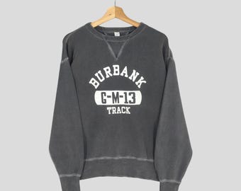 Vintage 1950s Retro Diamond Head Union Made Sweatshirt Large Burbank G-M-13 Track Printed Sweater 60s Double V American Casual Jumper Size L
