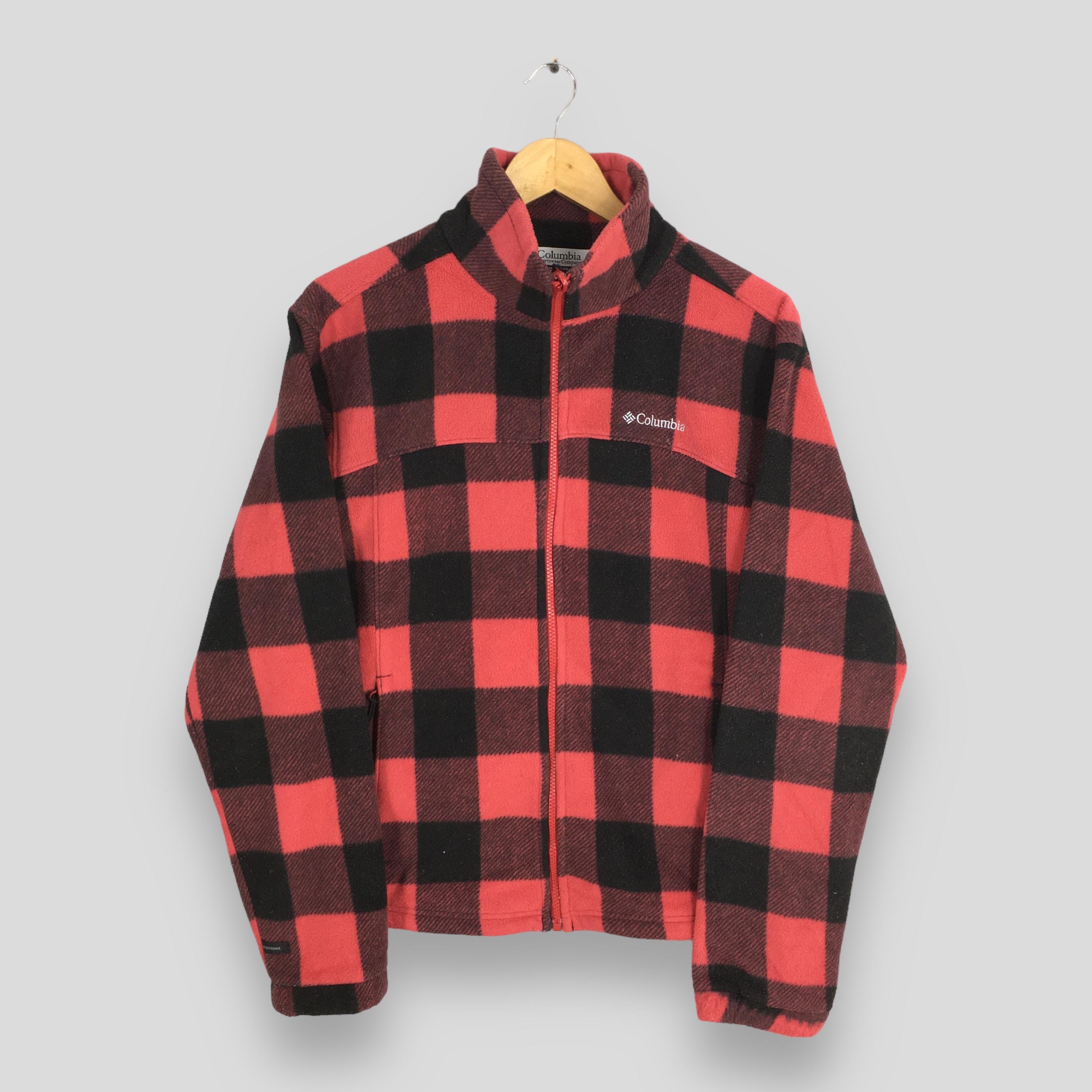 Vintage Columbia Sportswear Tartan Plaid Red Checkered Fleece