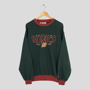 Vintage 90s Seattle Supersonics NBA Green Sweatshirt XLarge Seattle Supersonics Embroidered Jumper Seattle Supersonics Basketball Sweater XL
