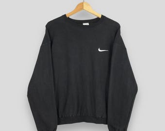 Vintage 90s Nike Swoosh Black Sweatshirt Medium Nike Mini Swoosh Embroidery Logo Crewneck Nike Sportswear Jumper Nike Swoosh Sweater Size M