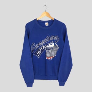 Vintage 90s Georgetown Hoyas NCAA Blue Sweatshirt XLarge Georgetown Hoyas Bulldogs Printed Crewneck GU Georgetown University Sweater Size XL