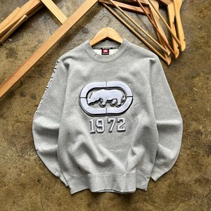 Vintage Y2K Ecko Unltd Gray Sweatshirt Medium Ecko Function Rhino Logo Embroidered Crewneck Ecko Unlimited Jumper Streetwear Sweater Size M