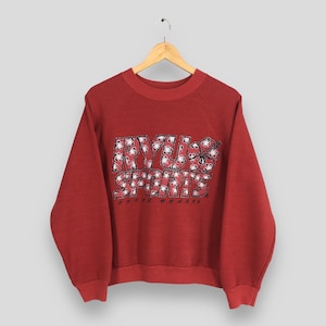 Vintage Ryu Sports Hibiscus Flower Surf Sweatshirt Small Ryu Surfing Shore Breeze Beach Crewneck Ocean Wave Surfer Jumper Red Sweater Size S