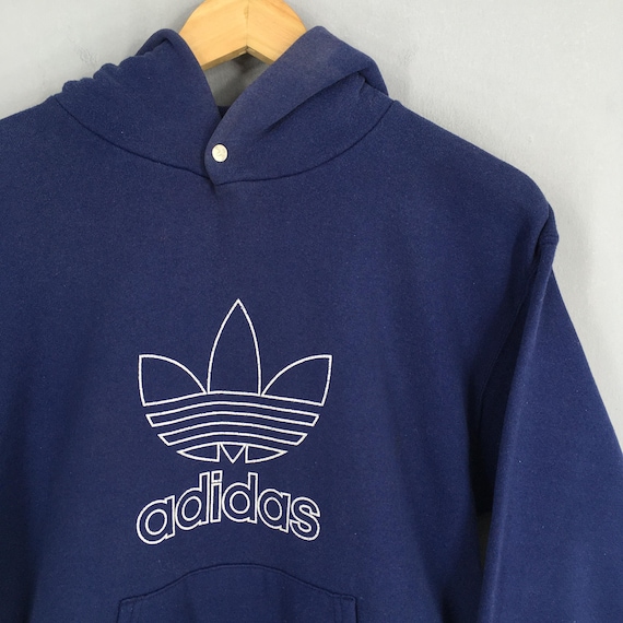 80s 90s adidas hoodie パーカー USA製 ナス紺 Vintage 90s Adidas Trefoil Ladies Hoodie Sweater Small Adidas