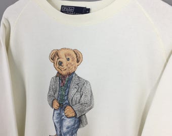 Vintage 90s Polo Bear Ralph Lauren Casual Sweatshirt Medium Polo