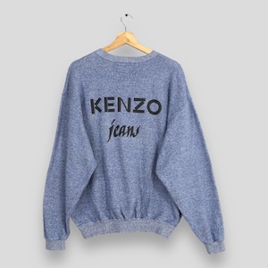Vintage Kenzo Jeans Blue Sweatshirt Medium Kenzo Jeans Embroidery Logo Crewneck Kenzo Homme Kanagawa Wave Jumper Kenzo Paris Pullover Size M