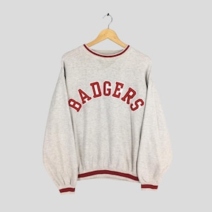 Vintage Wisconsin Badgers Grey Sweatshirt Large University of Wisconsin Badgers Embroidery Crewneck Uw Madison Badgers Football Sweater L