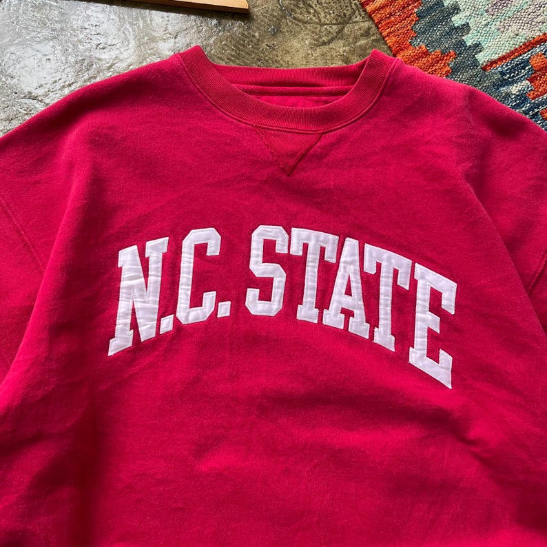 Vintage NC State Wolfpack Ncaa Sweatshirt Large North Carolina State University Jumper NC State Embroidered North Carolina Sweater Size L image 2