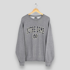 Vintage University Notre Dame Gray Sweatshirt 2XLarge ND Notre Dame Embroidered Spell Out Pullover Notre Dame Fighting Irish Sweater 2XL