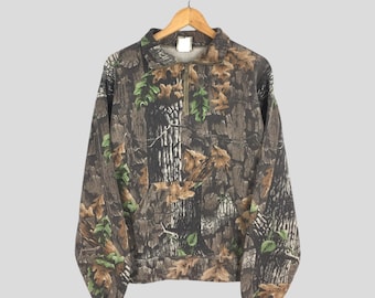 Vintage 90s Jerzees Mossy Oak Camo Sweatshirt Large Outdoor Jerzees Camouflage Real Tree Hunting Crewneck Mossy Oak Half Zipper Sweater L