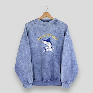 Vintage Swordfish Fish Beaufort Sweatshirt XLarge Swordfish Graphics Embroidered Fish Jumper Fishing Fisherman American Anglers Sweater XL