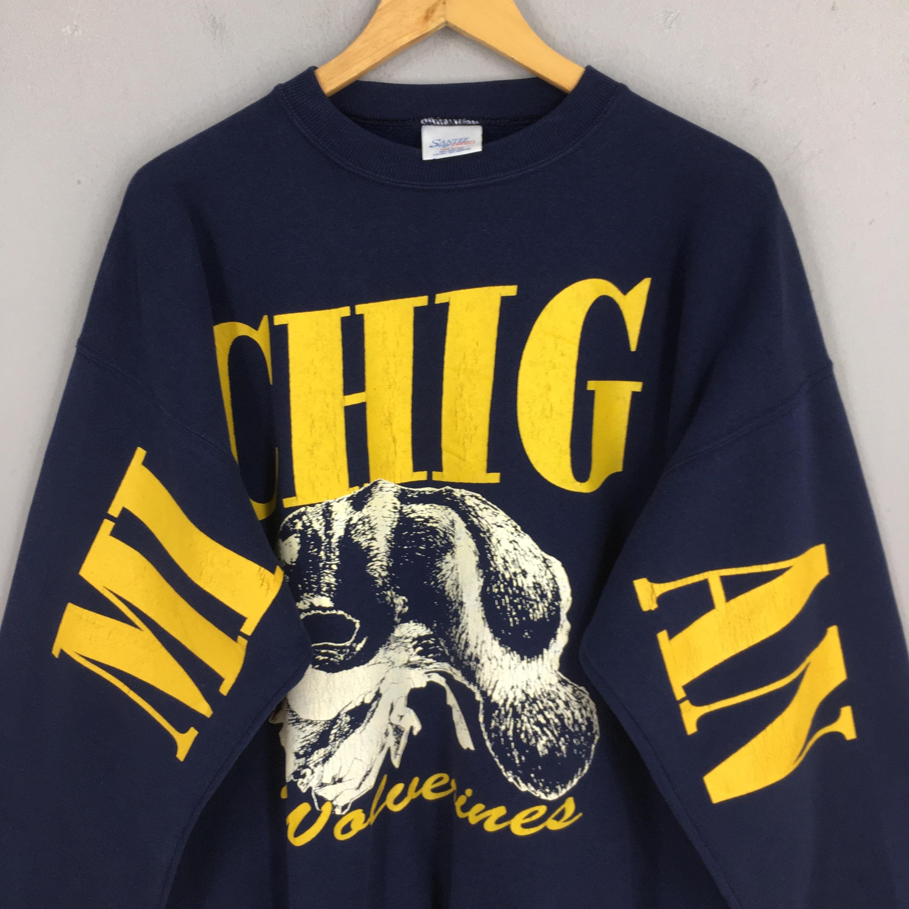 Vintage Michigan Wolverines Blue Sweatshirt Xlarge Michigan