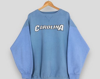 Sudadera vintage de la Universidad de Carolina del Norte (UNC), talla XL, con bordado de las letras "Carolina". Cuello redondo. Suéter de los Carolina Tar Heels. Jersey de Carolina, talla XL.