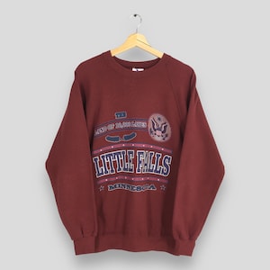 Vintage 1990s Little Falls Minnesota State Sweatshirt Medium Minnesota Spell Out Pullover Minnesota Lakes Crewneck Minnesota Sweater Size M