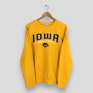 Vintage Champion Iowa Hawkeyes Football Yellow Sweatshirt Small Iowa Hawkeyes Crewneck University Of Iowa Jumper Iowa College Sweater Size S