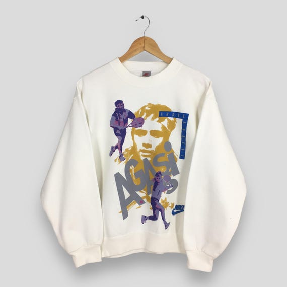 2025-25 秋冬新作  ハイブランドの Nike 90s Vintage Agassi Andre Nike Medium Sweatshirt Tennis ウェア