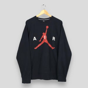 Vintage Nike Air Jordan NBA Baseball Sweatshirt Large Jumpman Jordan Printed Crewneck Nike Black Air Jordan Sportswear Sweater Size L