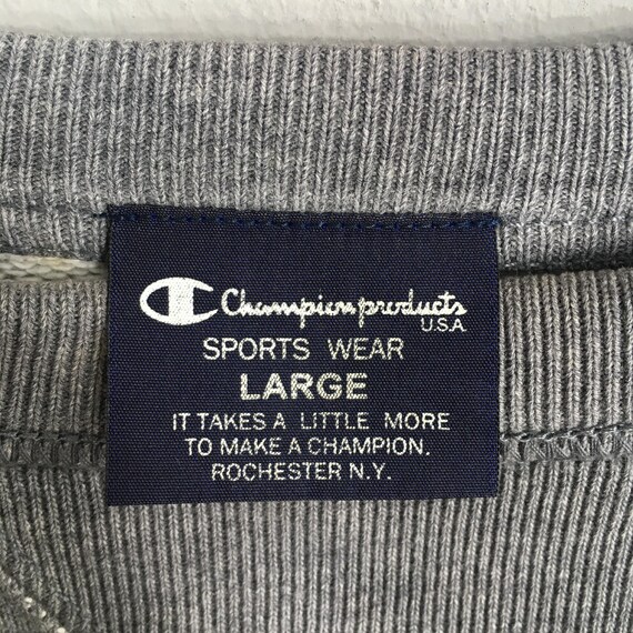 Vintage Champion Script Logo Gray Sweatshirt Larg… - image 4