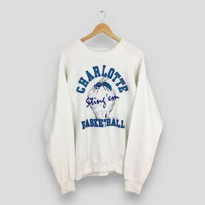Vintage Charlotte Hornets NBA Sweatshirt Large Charlotte Hornets Printed Crewneck Jumper Hornets National Basketball Team Sweater Size L