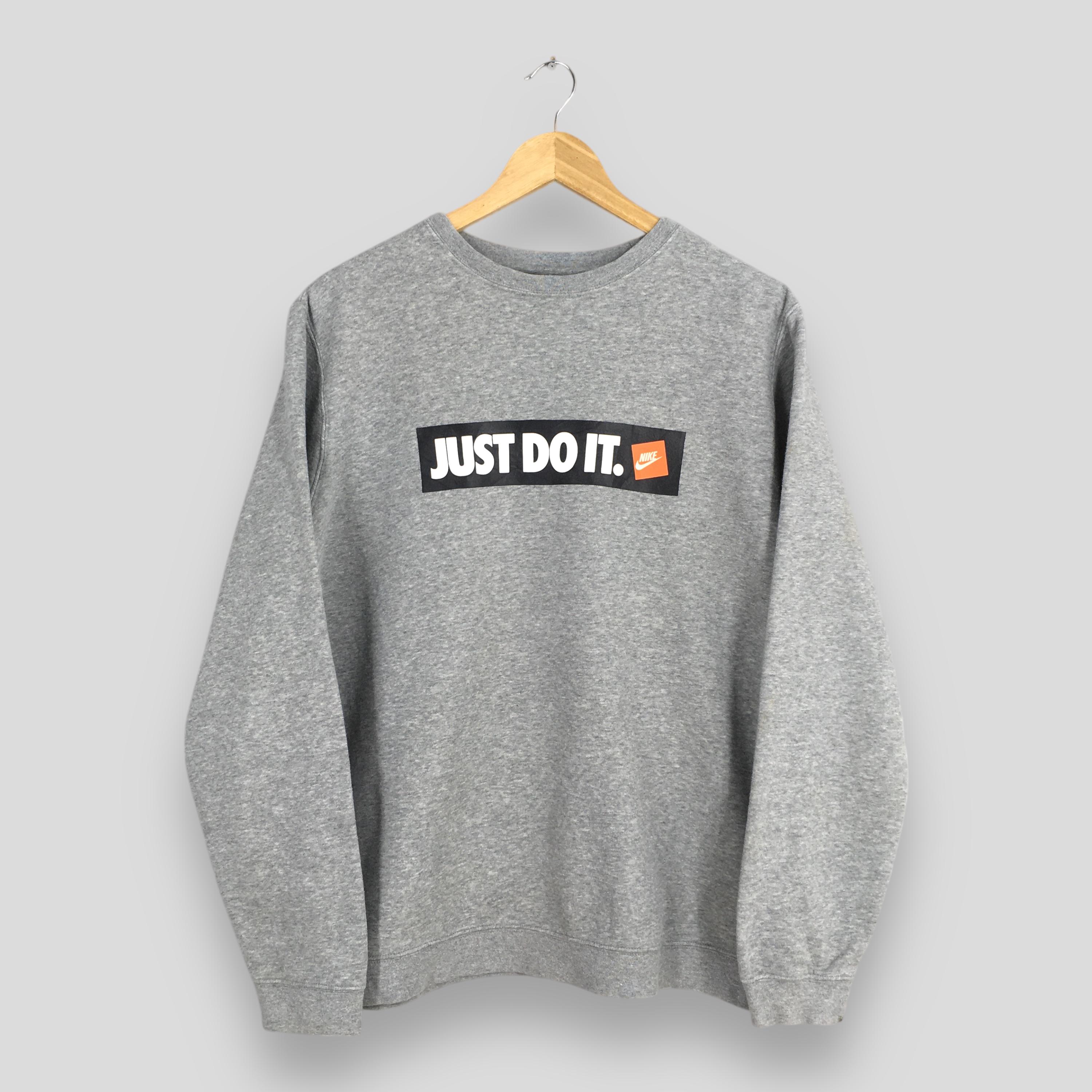 Vintage Y2K Nike Just Do It Gray Sweatshirt Large Nike Swoosh