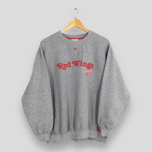 Vintage Detroit Red Wings NHL Gray Sweatshirt XLarge Detroit Red Wings NHL Crewneck Red Wings Hockey Embroidered Jumper Detroit Sweater XL