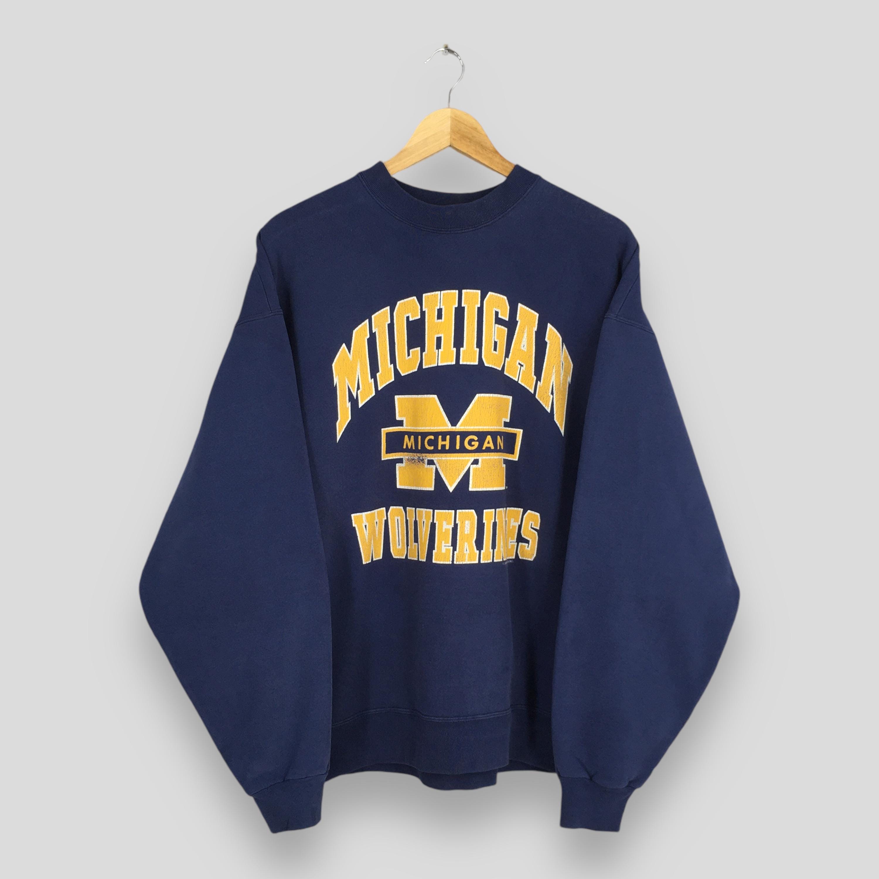 Vintage 90s Michigan Wolverines Blue Sweatshirt Xlarge University