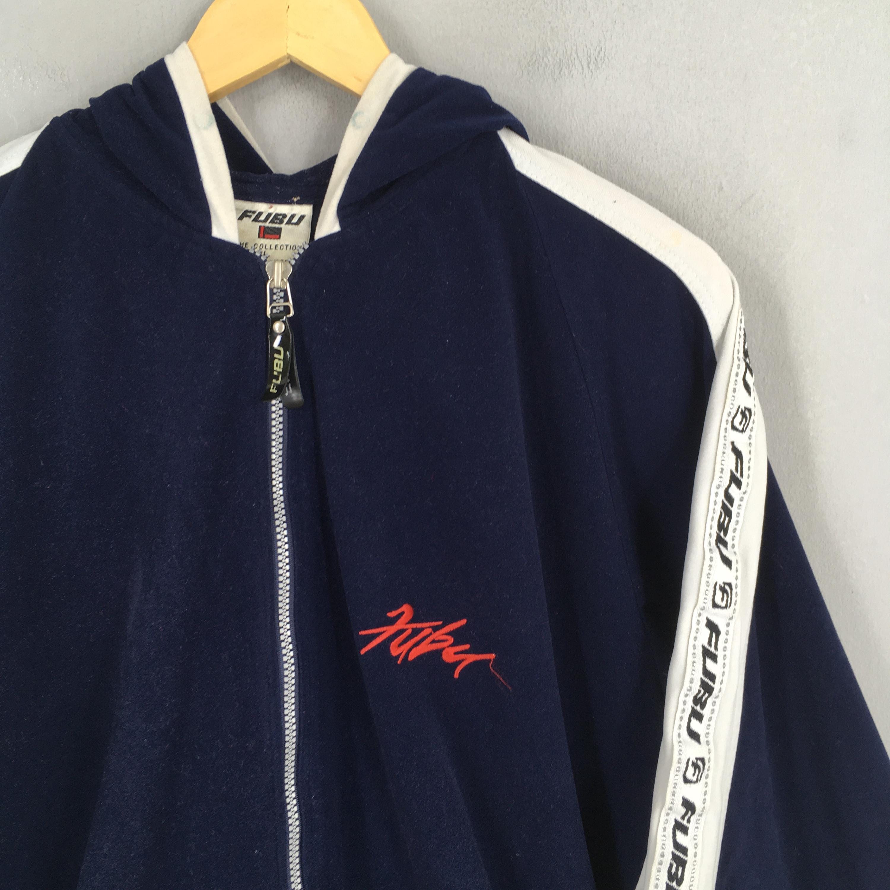 Vintage 90's Fubu Sports Hoodie Zipper Sweatshirt Large Fubu