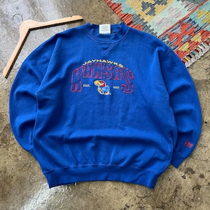 Vintage Kansas Jayhawks Sweatshirt XLarge KU Kansas State University Embroidered Jumper Jayhawks Football Pullover Kansas College Sweater XL