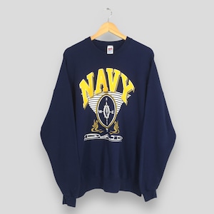 Vintage United States Navy Dad Sweatshirt 2XLarge Navy Usn Compass Printed Crewneck Military Us Naval Academy Sweater Navy Alumni Jumper 2XL