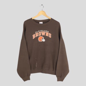 Vintage Cleveland Browns Rugby NFL Sweatshirt 2XLarge Cleveland Browns Printed Crewneck National Football Jumper Dawg Pound Sweater 2XL