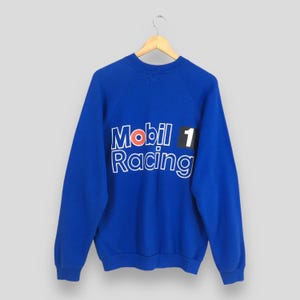 Vintage 90s Mobil 1 Racing Team Blue Sweatshirt Large Mobil Formula One Printed Jumper F1 Racing Car Sweater Grand Prix F1 Crewneck Size L