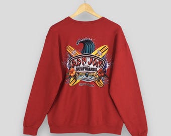 Vintage Ron Jon Shop Surfboards Red Sweatshirt Large Ron Jon Surfing Graphics Printed Jumper Myrtle Beach Carolina Sweater Myrtle Pullover L