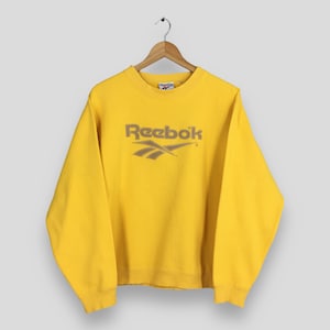 Vintage 90&#39;s Reebok Classic Yellow Sweatshirt XLarge Reebok Sportswear Crewneck Reebok Embroidered Logo Jumper Reebok Activewear Pullover XL