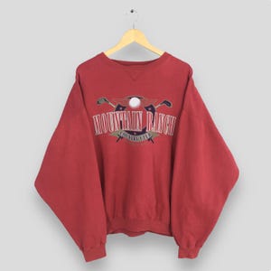 Vintage Golf Mountain Ranch Country Club Red Sweatshirt 2XLarge 90&#39;s Printed Golf Fairfield Bay Balls Jumper Sports Golfer Pullover Size XXL