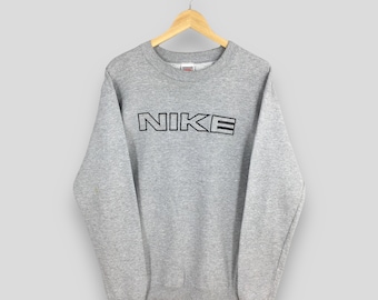 Vintage Nike Block Embroidery Gray Sweatshirt Medium 90s Nike Spell Out Pullover Nike Just Do It Sportswear Jumper Nike Baggy Sweater Size M