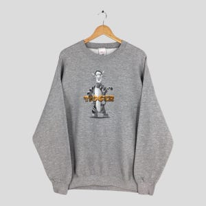 Vintage 90s Tigger Disney Gray Sweatshirt 2XL Tigger Disney Character Crewneck Winnie The Pooh Cartoon Jumper Tigger Disneyland Sweater 2XL