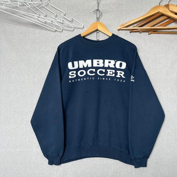 Umbro, Vintage 90s Umbro Classic Sportswear Blue Sweatshirt Medium Umbro Soccer Authentic Printed Spell Out Crewneck Umbro Football Sweater Size M