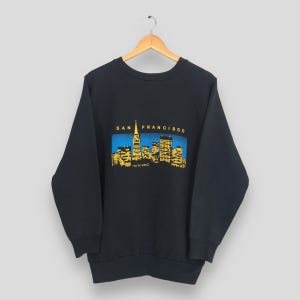 Vintage San Francisco California Black Sweatshirt Large San Francisco California Printed Building Crewneck San Francisco City Jumper Size L