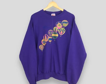 Vintage Chase Crew Balloon Fiesta Sweatshirt XLarge The 1990's Albuquerque International Jumper Hot Air Balloon Crewneck Sweater Size XL
