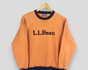 Sudadera naranja vintage LL Bean USA talla S, cuello redondo con logo LL Bean, jersey bordado LL Bean Sportswear, suéter LL Bean talla S