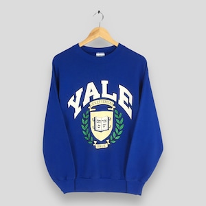 Vintage 90s Yale University Sweatshirt Small Yale University Lux Et Veritas Printed Logo Crewneck Yale Bulldogs Ncaa College Sweater Size S