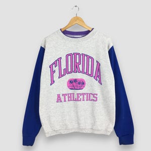 vintage Florida Palm Tree Beach gris grand pull Florida State Sunshine Beach Wave Crewneck Florida Miami Beach pull taille L